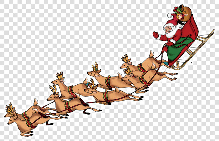 Reindeer Santa Claus Rudolph Clip Art   Santa Sleigh Transparent Background  HD Png DownloadTransparent PNG