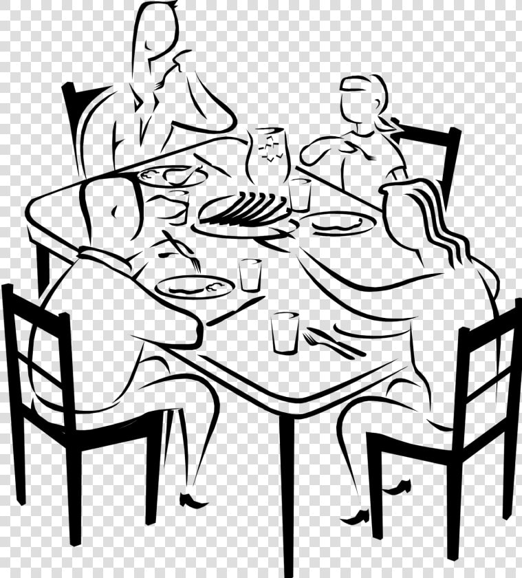 Winsome Dinner Table Clipart Black And White 4 14552154   Family Dinner Drawing Easy  HD Png DownloadTransparent PNG