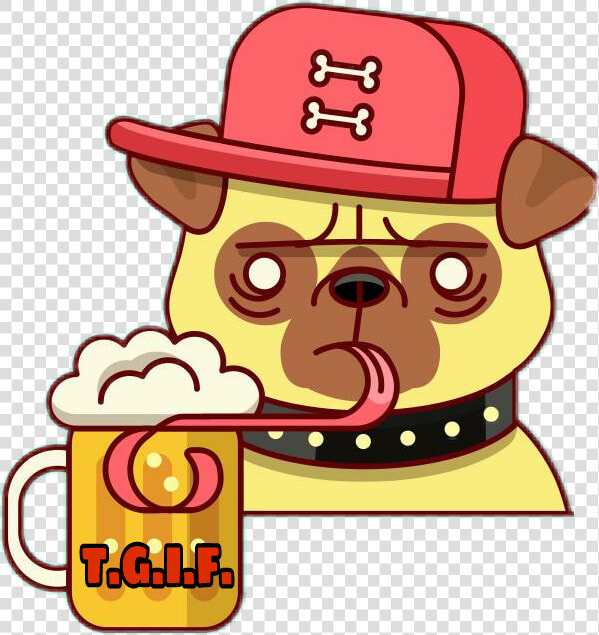 Ftetgif Tgif Thankgoditsfriday Beer Pug Dog Bar Party   Dog Drinking Beer Drawing  HD Png DownloadTransparent PNG