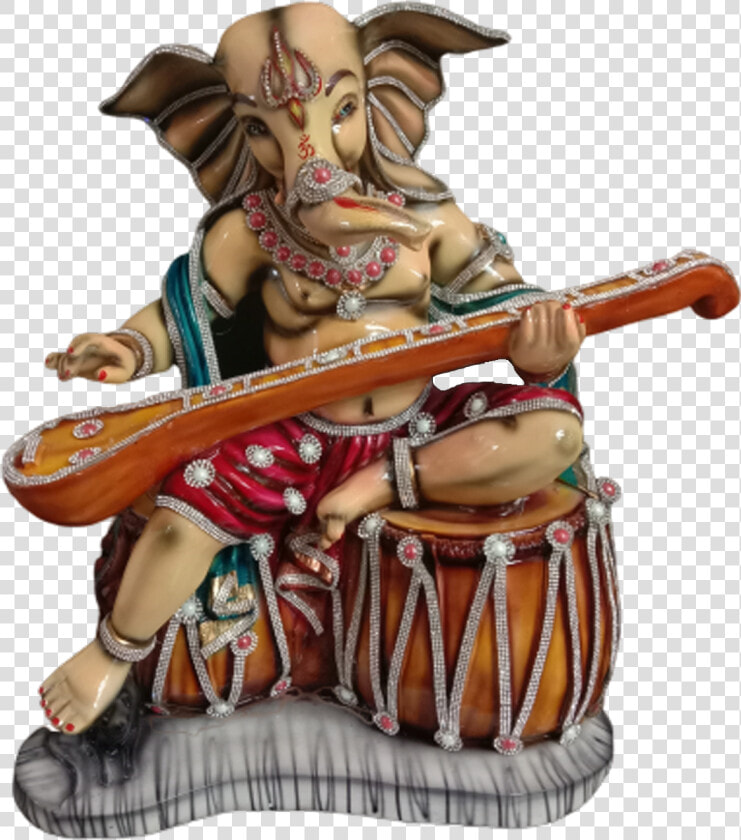 Adorable Ganesha Idol Playing Sitar Musical Instrument   Figurine  HD Png DownloadTransparent PNG