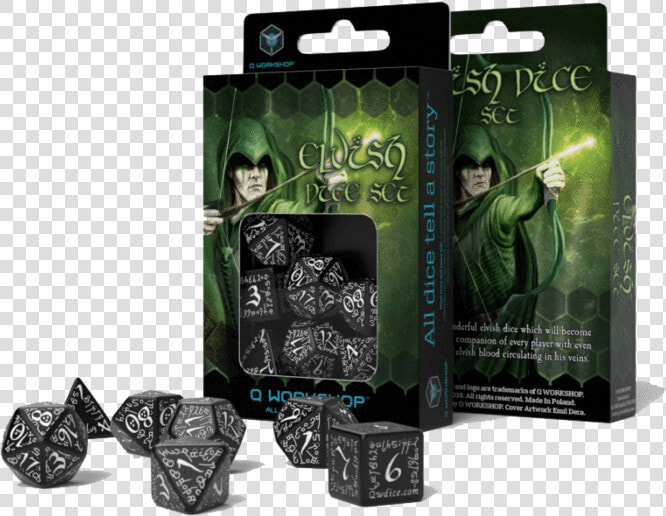 Dice 7 Set Elven Black   White Data Rimg Lazy   Transparent  amp  Red Elvish Dice Set  HD Png DownloadTransparent PNG