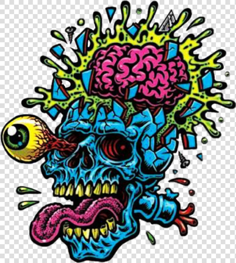 Skull Skulls Calavera Zombie Art Crazy Toxic Cool Stick   Santa Cruz Skulls  HD Png DownloadTransparent PNG