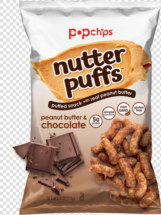 4oz Bag Of Peanut Butter And Chocolate Nutter Puffs   Popchips Peanut Butter Nutter Puffs  HD Png DownloadTransparent PNG