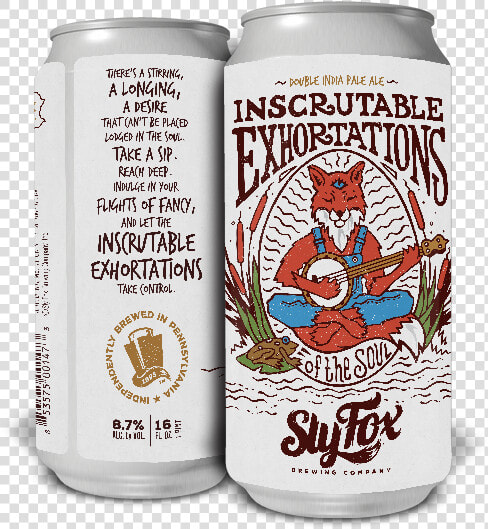 Sly Fox Inscrutable Exhortations Double Ipa   Caffeinated Drink  HD Png DownloadTransparent PNG