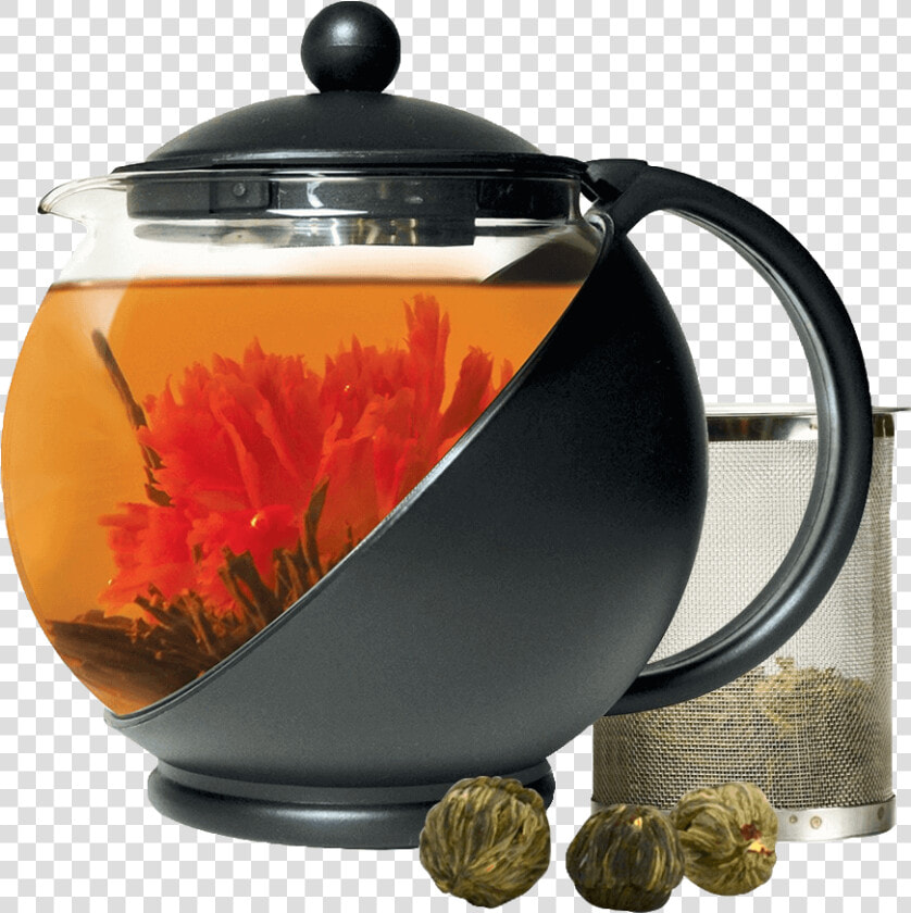 Half Moon Teapot With Infuser And Tea Flowers   Primula Teapot  HD Png DownloadTransparent PNG