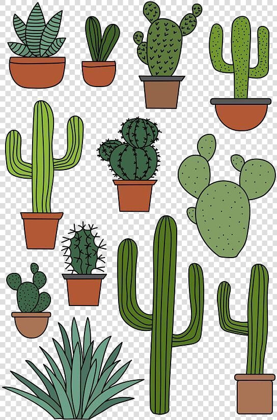 Cactus Clipart Set Doodles Art Transparent Png   Cactus Clipart  Png DownloadTransparent PNG