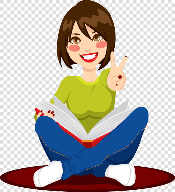 Clipart Girl Study   Girl Studying Images Cartoon  HD Png DownloadTransparent PNG