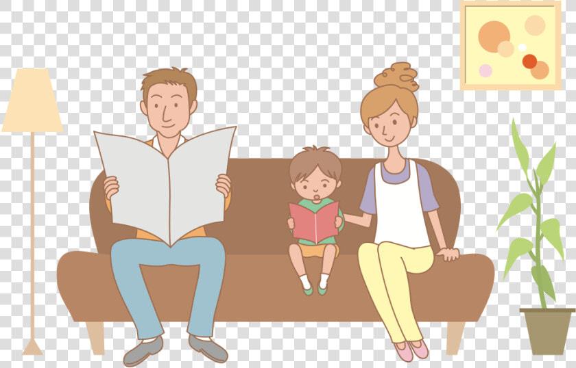 Family On Sofa   Family Sitting On Sofa Clipart  HD Png DownloadTransparent PNG