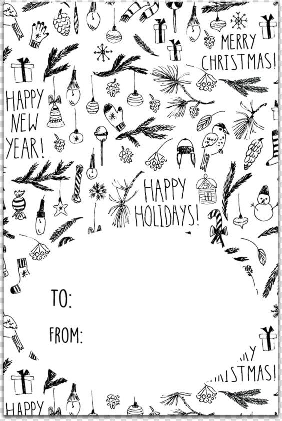 Black And White Christmas Gift Tags   Hand Drawn Free Vector Christmas  HD Png DownloadTransparent PNG