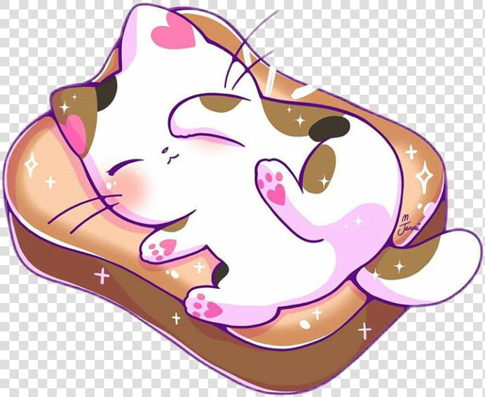  kawaii  cute  kitty  cat  toast  sleep   Cute Kawaii Cat Clipart  HD Png DownloadTransparent PNG