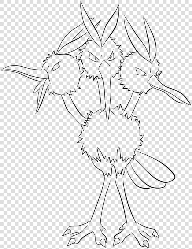 Dodrio Lineart   Doduo Lineart  HD Png DownloadTransparent PNG