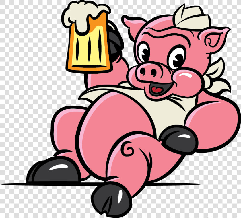 Bbq Pig Png   Cartoon Pig Drinking Beer  Transparent PngTransparent PNG