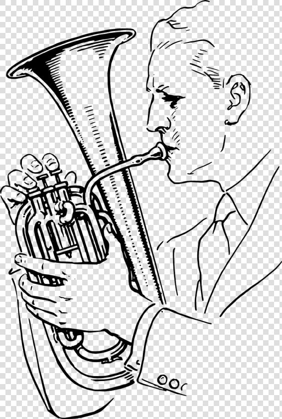 Playing Tuba Clipart Black And White  HD Png DownloadTransparent PNG