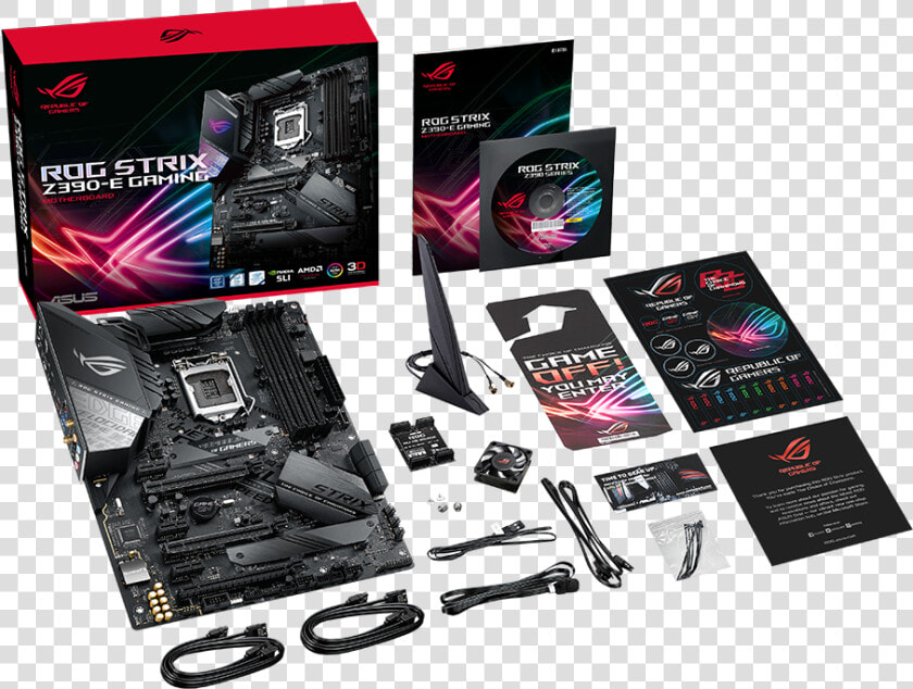 Rog Strix Z390 E Gaming Whats Inside The Box   Asus Rog Z390 E  HD Png DownloadTransparent PNG