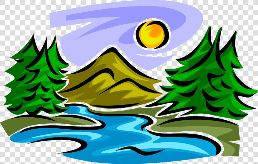 Vector Illustration Of Idyllic Mountain Stream Creek   Stream Clipart  HD Png DownloadTransparent PNG