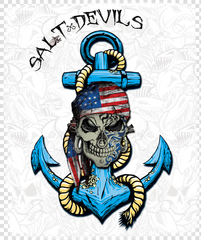 Salt Devils United We Stand Jolly Roger Anchor Long   Illustration  HD Png DownloadTransparent PNG