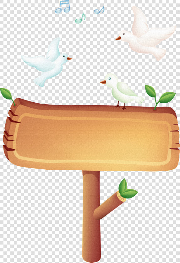 Wooden Signboard With Standing White Pigeons   Png Cartoon Wood Post Sign  Transparent PngTransparent PNG