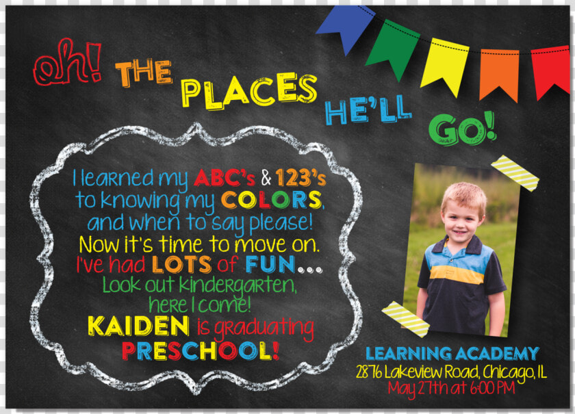 Dr Seuss Chalkboard Primary Colors   Kindergarten Graduation Invites  HD Png DownloadTransparent PNG