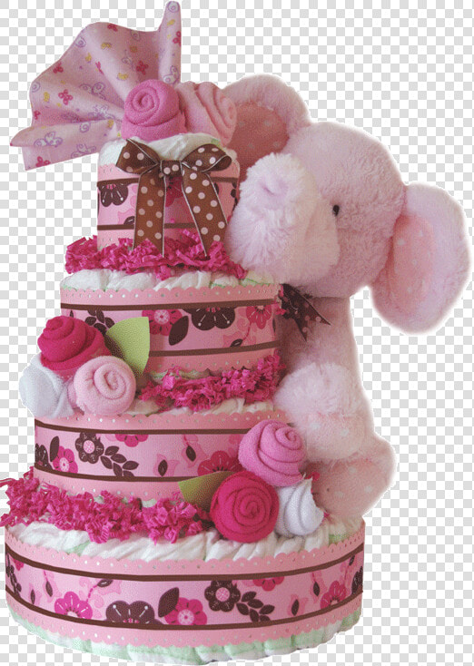 Pink Elephant Diaper Cake   Luxcreativegiftbaskets   Cake Decorating  HD Png DownloadTransparent PNG