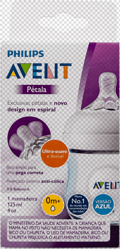 Mamadeira Pétala Ultra Suave Avent 125ml 0m   Bpa Free Feeding Bottle  HD Png DownloadTransparent PNG