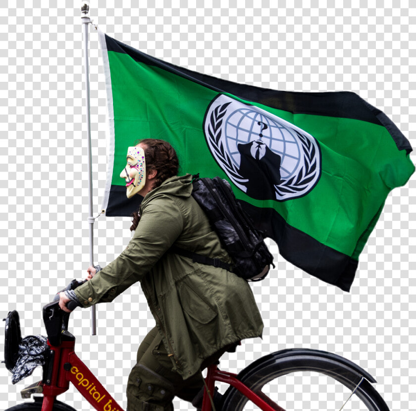 Anonymous Bike Green Flag Activism Ride Mask Guyfawkes   Hybrid Bicycle  HD Png DownloadTransparent PNG