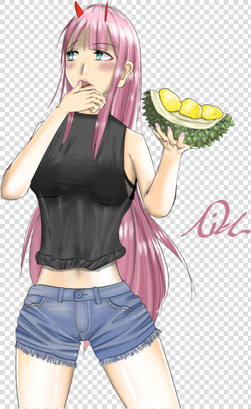 Zero Two Eating Durians   Cartoon  HD Png DownloadTransparent PNG