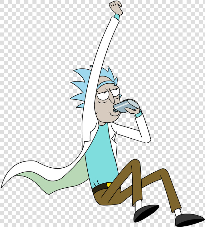 Rick Jumping And Drinking Alcohol   Rick And Morty Png  Transparent PngTransparent PNG