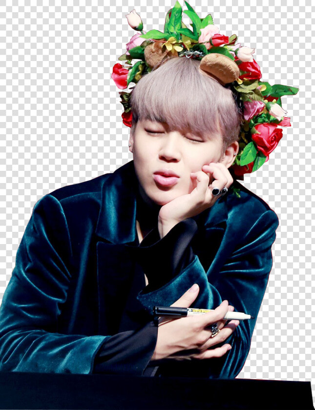 Cute Kpop Jimin Park Korean Green Flowers Png Bst Bts   Bts Kpop Jimin  Transparent PngTransparent PNG