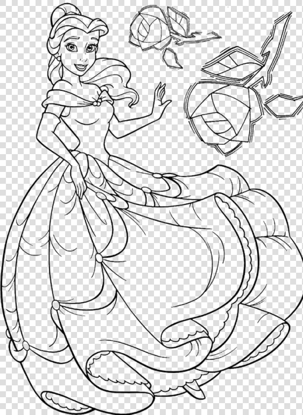 Disney Princess Belle Coloring Pages To Kids Related   Drawing Princess Beauty And The Beast  HD Png DownloadTransparent PNG