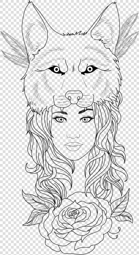 Tattoo Woman Wolf Clip Arts   Girl Wolf Tattoo Designs  HD Png DownloadTransparent PNG