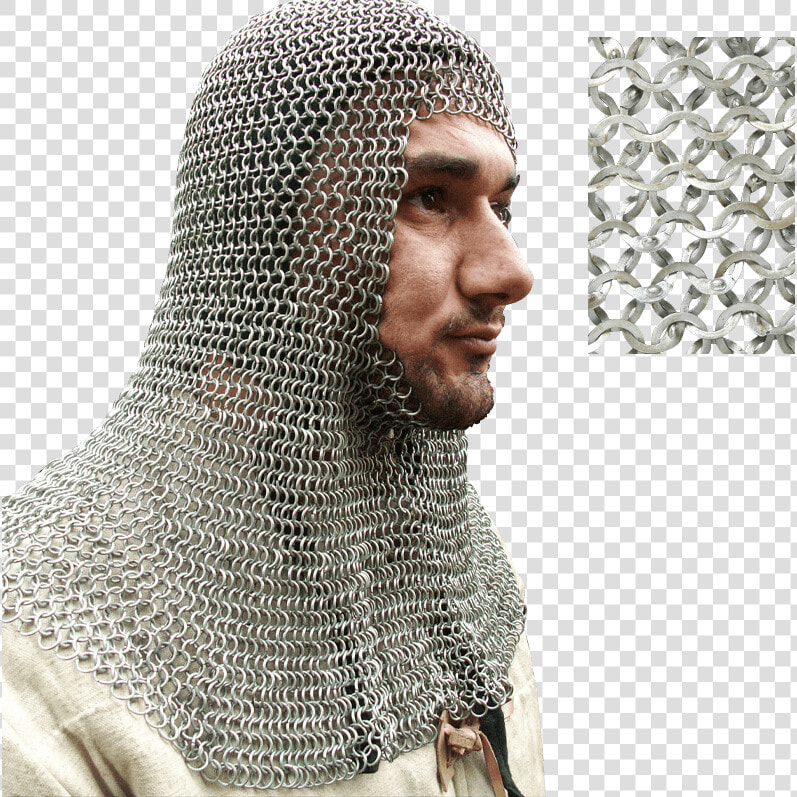 Flat Wedge Riveted Chain Mail Hood Maille Coif Wedge   Mail Coif  HD Png DownloadTransparent PNG