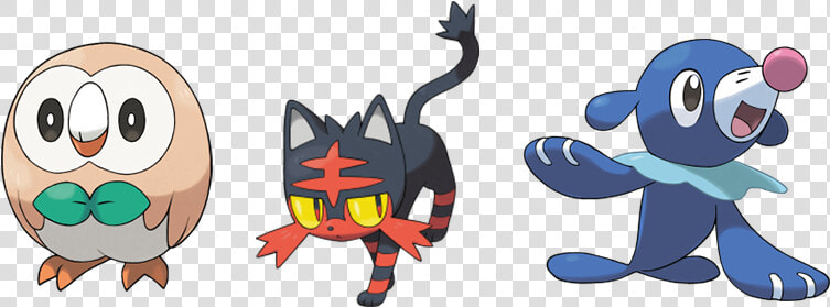 Gen 7 Starters   Pokemon Rowlet Litten Popplio  HD Png DownloadTransparent PNG