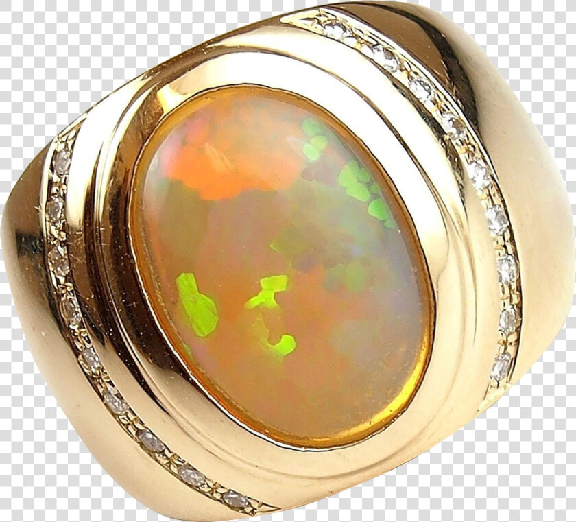 77 Ctw Gents Ethiopian Welo Opal And Diamond Ring   Opal  HD Png DownloadTransparent PNG