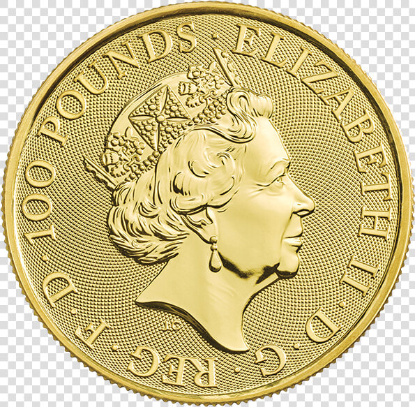 Gold White Lion Of Mortimer Back   1 Oz Britannia Oriental Border Gold Coin  HD Png DownloadTransparent PNG