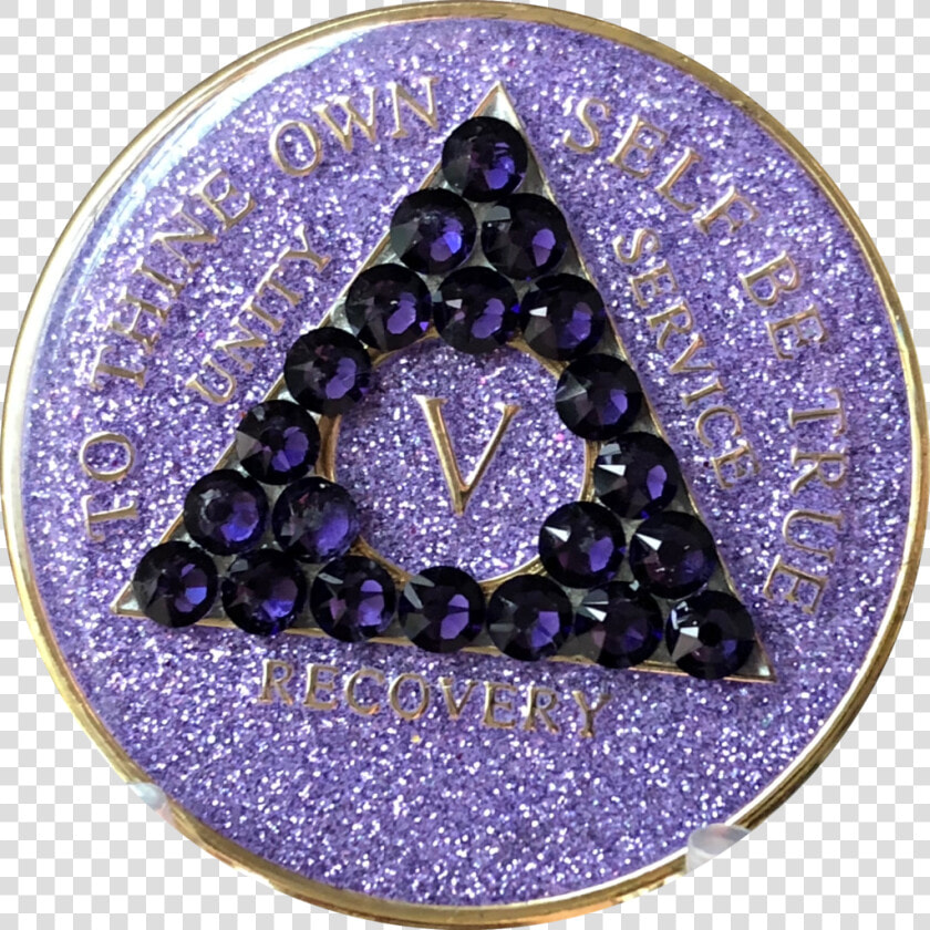 Crystal Aa Medallion Purple Glitter Tri plate Sobriety   Bead  HD Png DownloadTransparent PNG