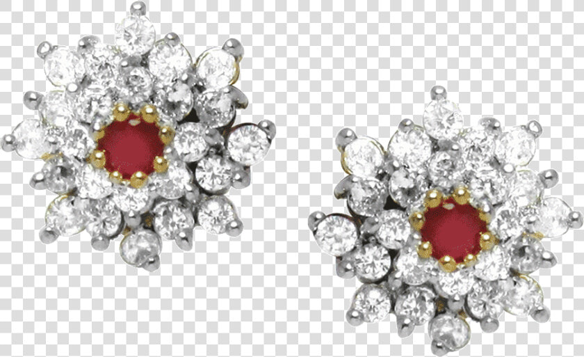 Ruby Stud Earrings White Stones  HD Png DownloadTransparent PNG