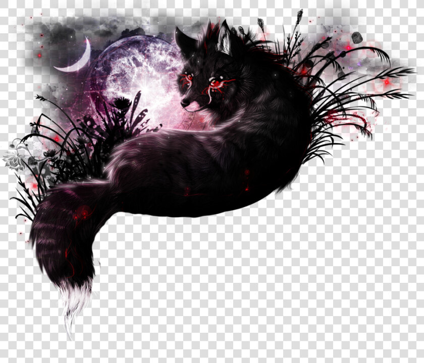 Black Wolf Red Patterns Transparent   Аниме Арт Черный Лис  HD Png DownloadTransparent PNG