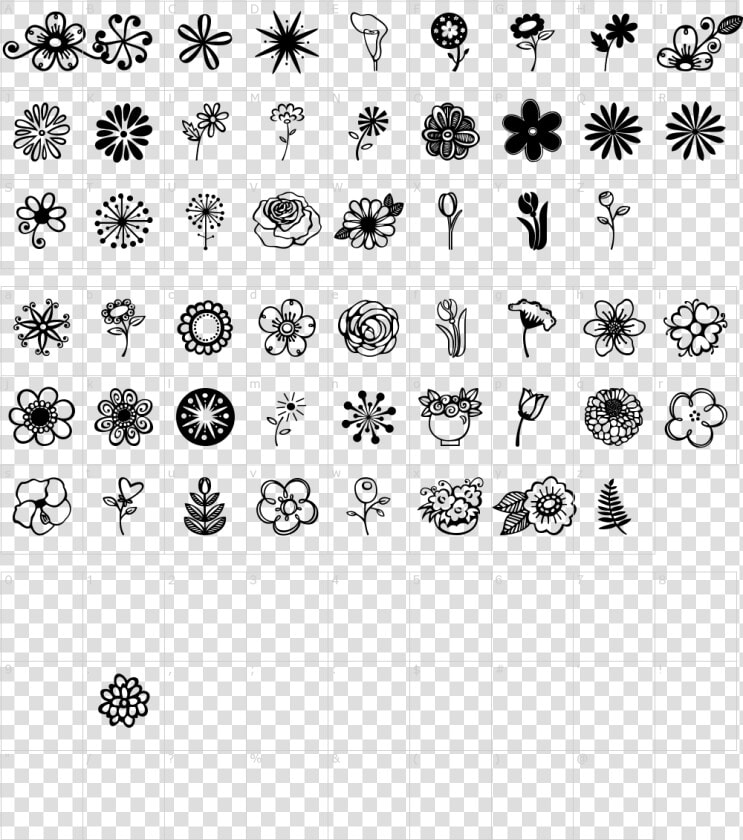 Font Characters Characters Janda Flower Doodles Font   Bullet Journal Flowers Doodle  HD Png DownloadTransparent PNG