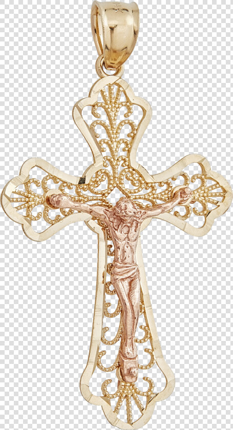 14k Yellow  amp  Rose Gold   Cross  HD Png DownloadTransparent PNG