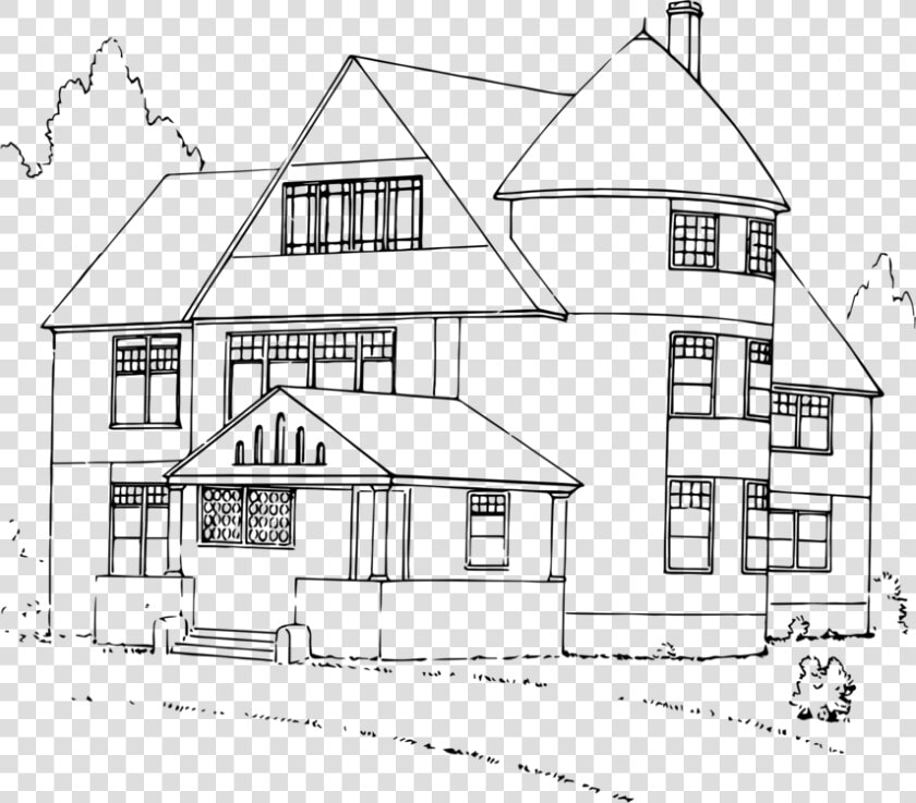 Shed estate house   Big House Clipart Black And White  HD Png DownloadTransparent PNG