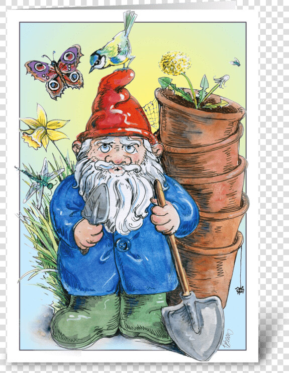 Gardening Gnome Greeting Card   Illustration  HD Png DownloadTransparent PNG