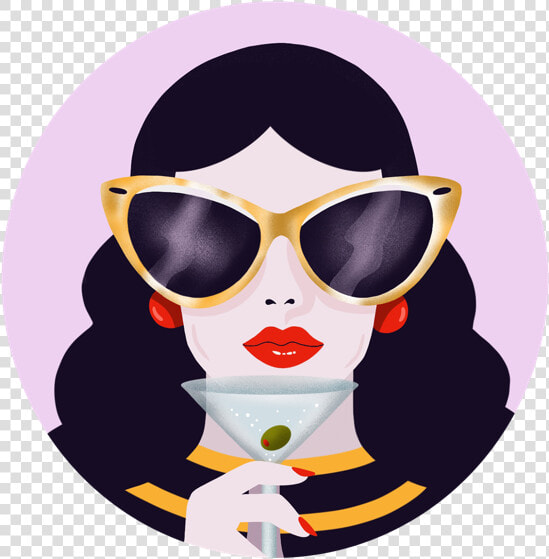 Martini Girl Fancy Strippes Red Lips Martini Character   Illustration  HD Png DownloadTransparent PNG