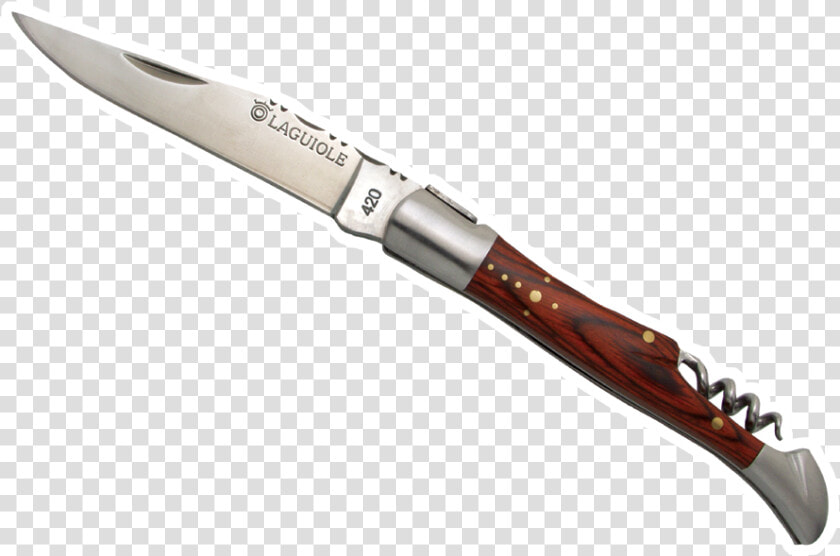 Laguiole Knife  12 Cm  Brown Stamina  With Corkscrew   Wood Pocket Knife  HD Png DownloadTransparent PNG