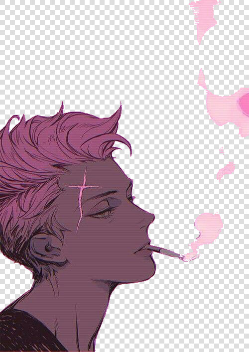  pink  lightpink  smoke  aesthetic  pretty  anime  drawing   Cool Smoking Anime Boy  HD Png DownloadTransparent PNG