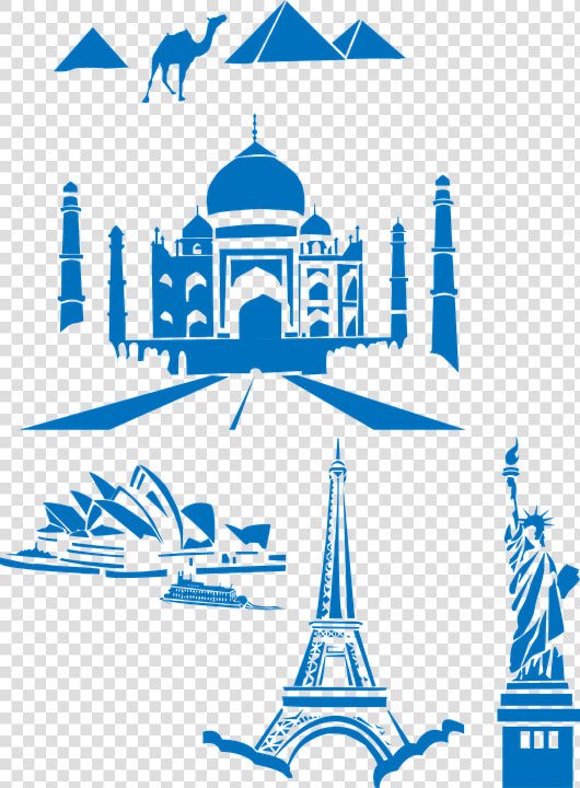 World  Landmarks  Taj Mahal  India  Eiffel  Tower   7 Wonders Of The World Clipart  HD Png DownloadTransparent PNG