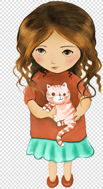 Girl  Cute Girl  Cat  Little Girl  Cute  Child   Cute Cartoon Pic For Dp  HD Png DownloadTransparent PNG