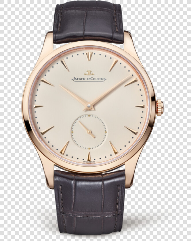 Jaeger lecoultremaster Grande Ultra Thin Small Second   Gold Thin Watches For Men  HD Png DownloadTransparent PNG