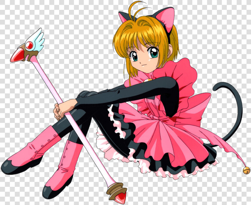 Card Captor Sakura Sakura Pose2   Sakura Card Captor Gato  HD Png DownloadTransparent PNG