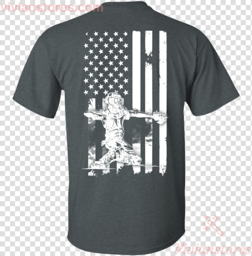 Softball Player With American Flag T shirt For Softball  HD Png DownloadTransparent PNG