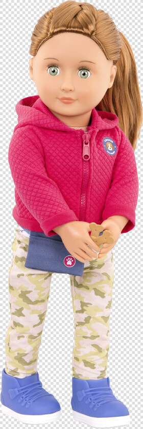 Hattie Wearing Tender Trainer Outfit And Holding Dog   Hattie Our Generation Doll  HD Png DownloadTransparent PNG